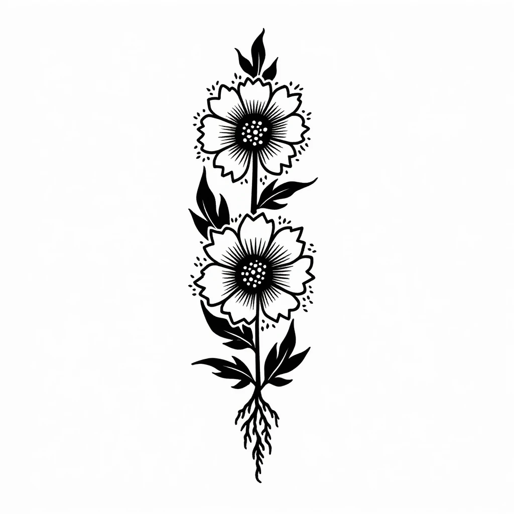 ornaments of flowers - Geometric style tattoo