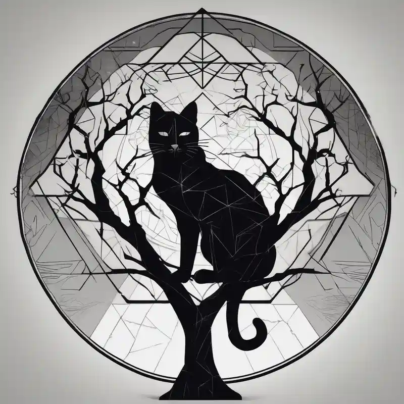 geometric style 1oz Bottle Light Green Tattoo Ink Ideas in 2025 about a cats sillhouette siting on a tree in the moon light 1oz-bottle-light-green and a cats sillhouette siting on a tree in the moon light 1oz-bottle-light-green