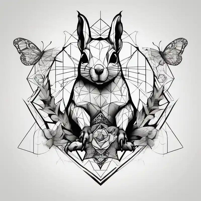 geometric style Idées de tatouages de papillons 3D en 2025 about A Squirrel holding butterfly 3d-butterfly and A Squirrel holding butterfly 3d-butterfly