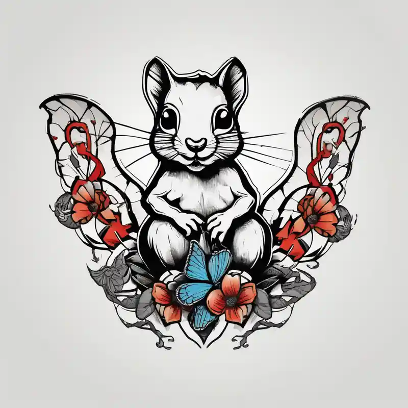 old school style Ideas de tatuajes de mariposas en 3D para 2025 about A squirrel holding a butterfly 3d-butterfly and A squirrel holding a butterfly 3d-butterfly