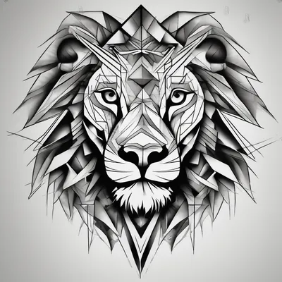 Geometric style Lion Tattoo Ideas and Designs in 2024 about powerful majestic lion close-up and powerful majestic lion close-up