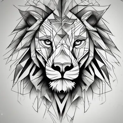 Geometric style Lion Tattoo Ideas and Designs in 2024 about powerful majestic lion close-up and powerful majestic lion close-up