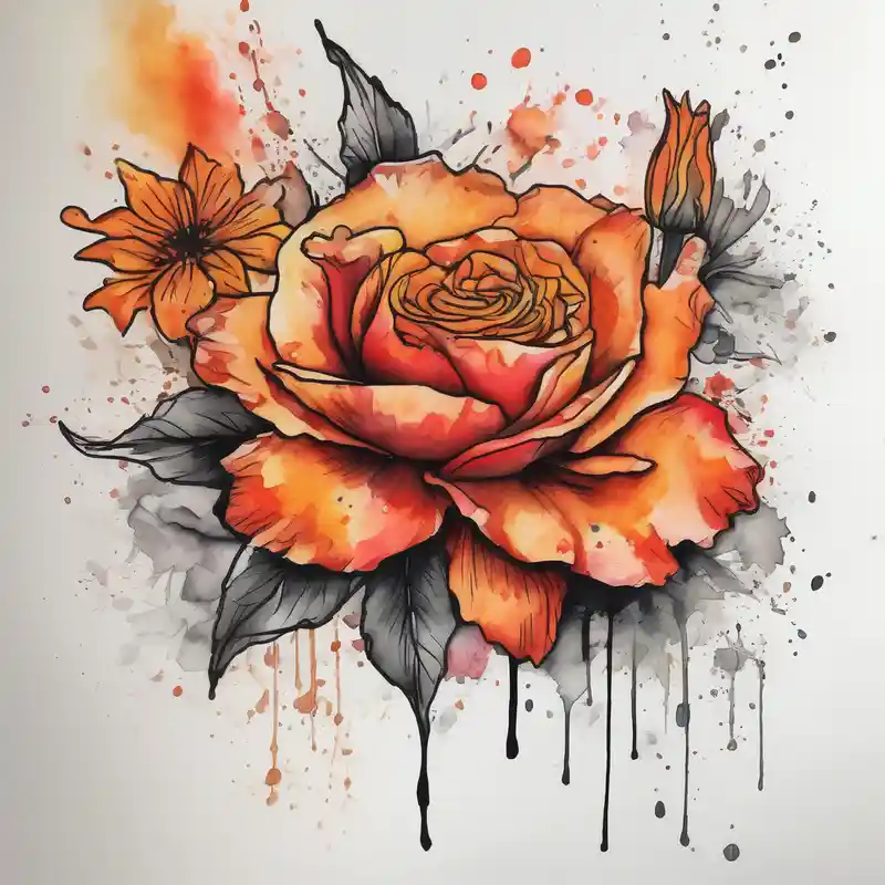 watercolor style Amber Rose Tattoo Ideas in 2025 about a colorful and vibrant