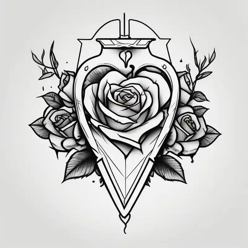 minimalist style Amber Rose Tattoo Ideas in 2025 about dagger piercing a heart with roses amber-rose and dagger piercing a heart with roses amber-rose