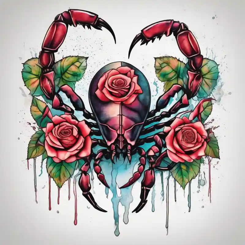 watercolor style Amber Rose Tattoo Ideas in 2025 about Scorpion with roses amber-rose and Scorpion with roses amber-rose