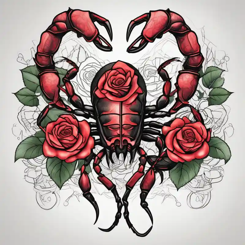 sketch style Amber Rose Tattoo Ideas in 2025 about Scorpion with roses amber-rose and Scorpion with roses amber-rose