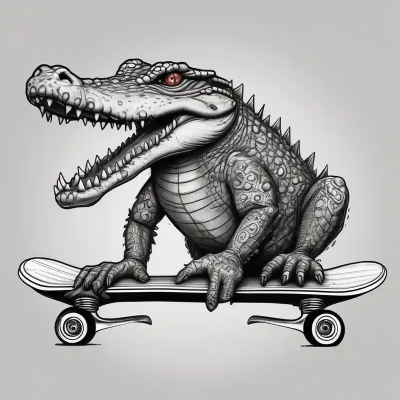 realistic style 2025年のバムタトゥーアイデアのためのタトゥー about crocodile riding a skateboard with piercings and tattoos and-piercing-shop and crocodile riding a skateboard with piercings and tattoos and-piercing-shop