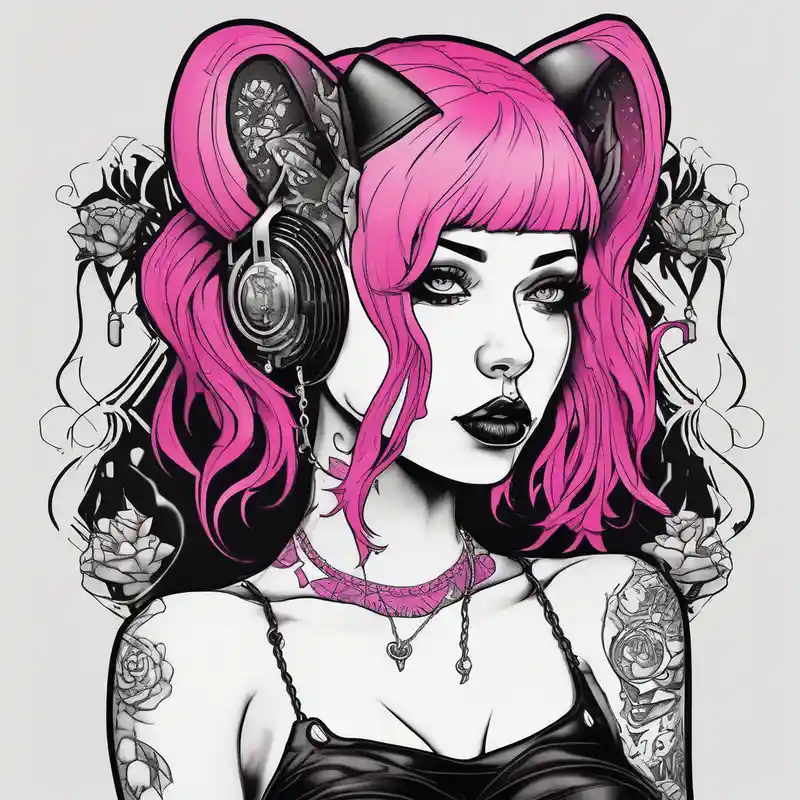 surreal style Boutique de tatouage et de piercing : Idées de tatouage en 2025 about hot goth girl with puppy ears and with piercings on face and big boobs and big butt full body 
 with black outfit on with pink hair and-piercing-shop and hot goth girl with puppy ears and with piercings on face and big boobs and big butt full body 
 with black outfit on with pink hair and-piercing-shop