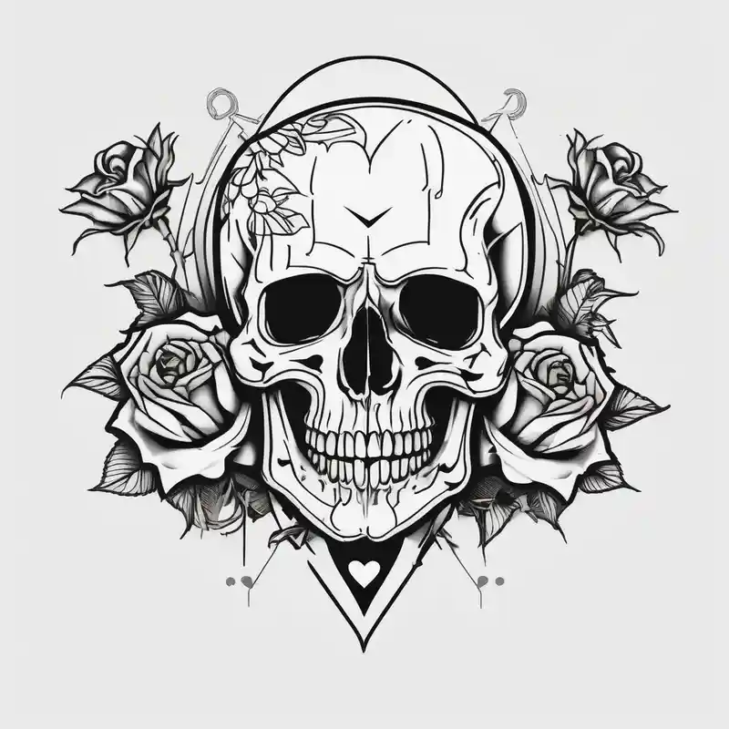 minimalist style Tattoo and Piercing Shop Tattoo Ideas in 2025 about Skull and dagger piercing a heart with roses and sunflowers and-piercing-shop