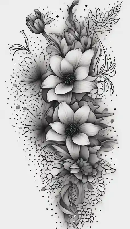 dotwork style Idées de tatouage de fleurs de naissance d'avril en 2025 about a bunch of flowers going down spine tattoo april-birth-flower and a bunch of flowers going down spine tattoo april-birth-flower