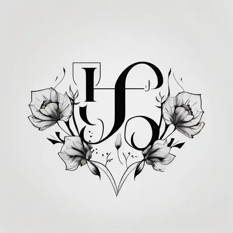 minimalist style Idées de tatouage de fleurs de naissance d'avril en 2025 about 4 flowers with the initials j e m m april-birth-flower and 4 flowers with the initials j e m m april-birth-flower