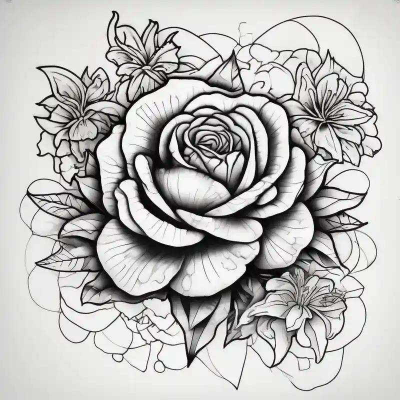 old school style Idées de tatouage de fleurs de naissance d'avril en 2025 about a watercolor tattoo with one rose and one lily