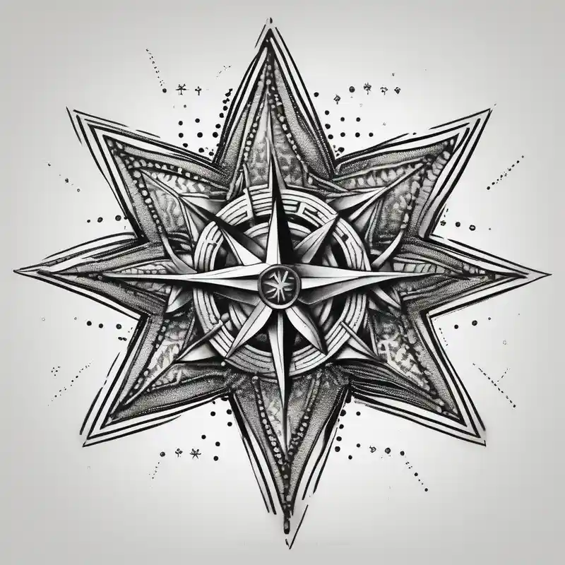 dotwork style Arial Bold Tattoo Ideas in 2025 about Bold Nautical Star arial-bold and Bold Nautical Star arial-bold