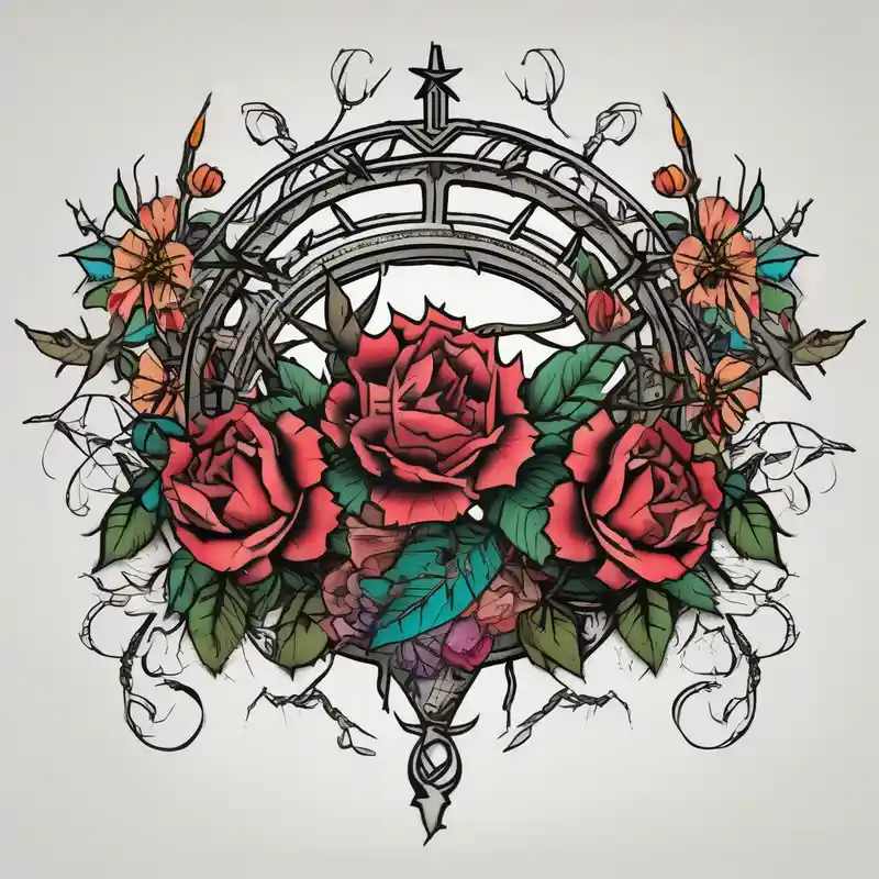 sketch style Idées de tatouages Arial Bold en 2025 about crown of thorns
old school vintage simple traditional design 
vintage flowers surrounding crown


bold color simple arial-bold and crown of thorns
old school vintage simple traditional design 
vintage flowers surrounding crown


bold color simple arial-bold