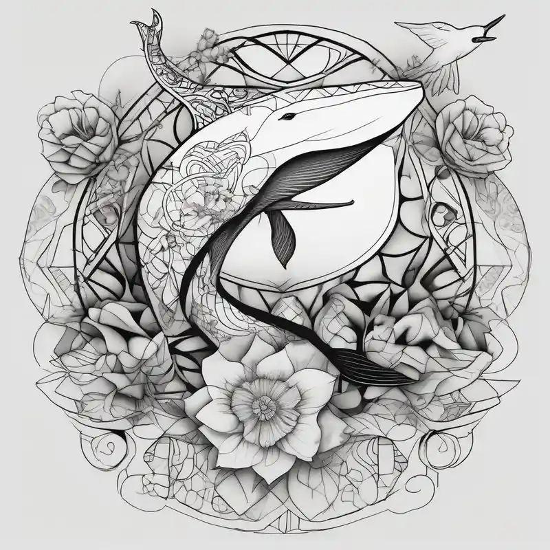 geometric style Arial Bold Tattoo Ideas in 2025 about Surreal and whale