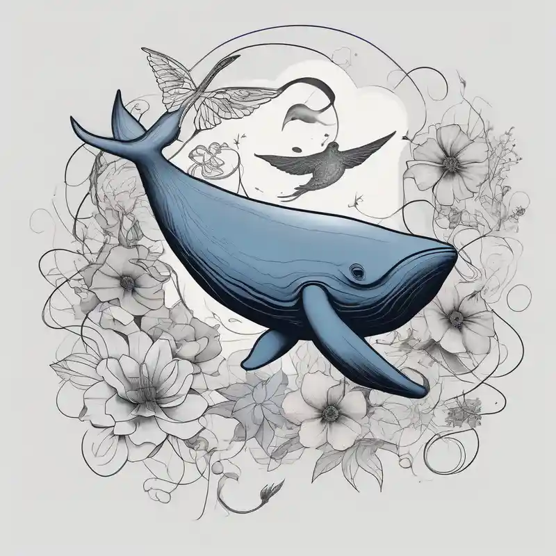 minimalist style Idées de tatouages Arial Bold en 2025 about Surrealism and blue whale