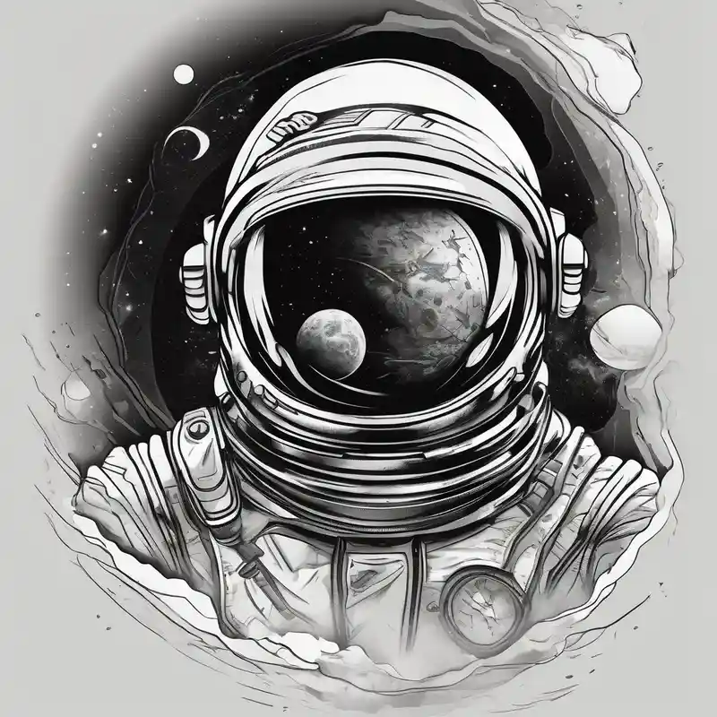 black and white style 2025年の宇宙飛行士タトゥーのアイデア about Astronaut in space and Astronaut in space