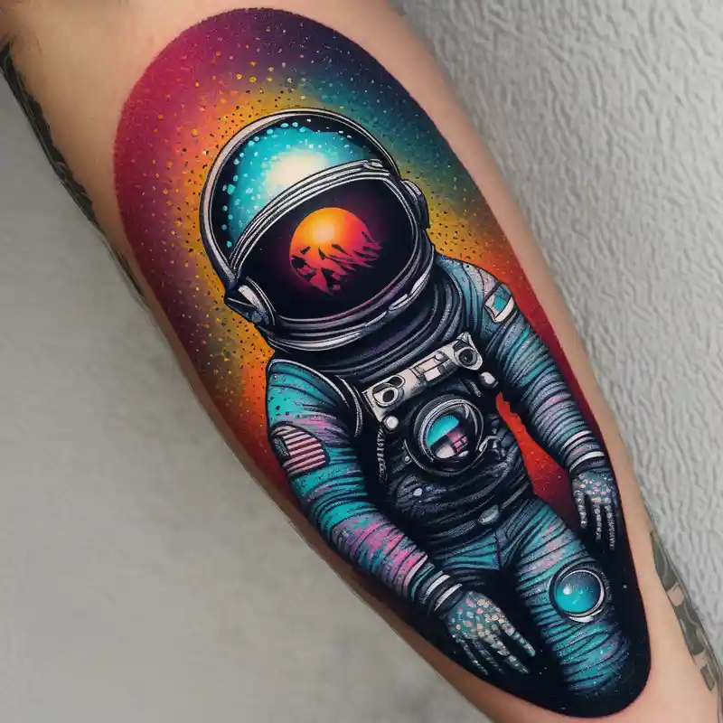 dotwork style Tatouages simples pour hommes : idées de tatouages en 2025 about astronaut and detailed