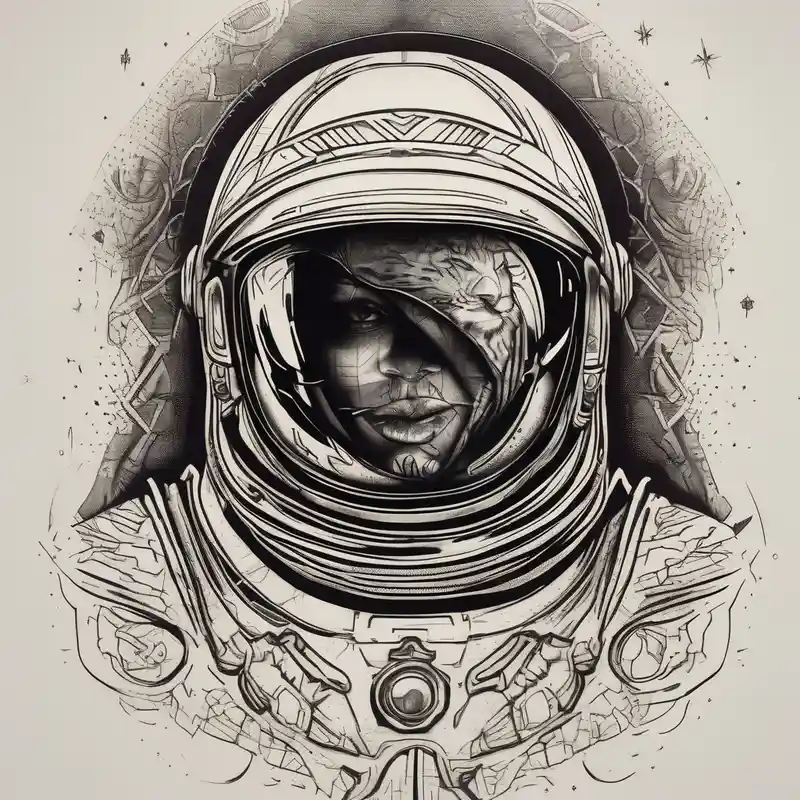 blackwork style Tatuajes Sencillos para Hombres Ideas de Tatuajes en 2025 about astronaut and detailed