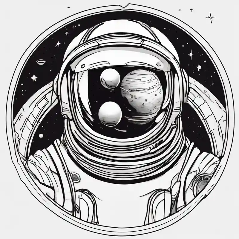 cartoon style Astronaut Tattoo Ideas in 2025 about an astronaut hunched over in space from the back holding a planet and an astronaut hunched over in space from the back holding a planet