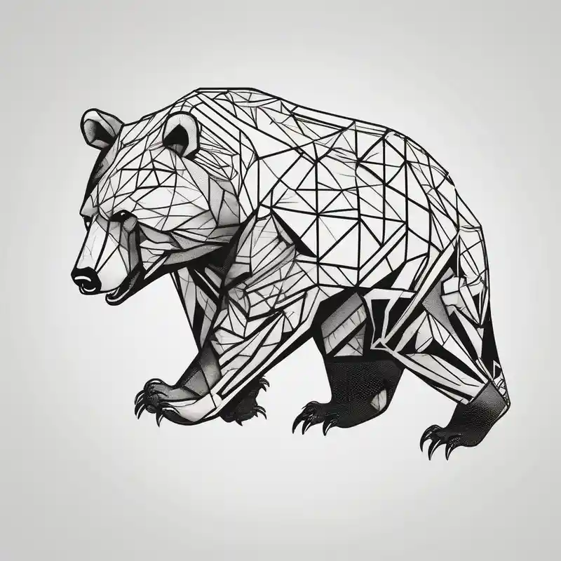 geometric style Attack on Titan Tattoo Ideas in 2025 about a bear which look at his right and in an attack position. attack-on-titan