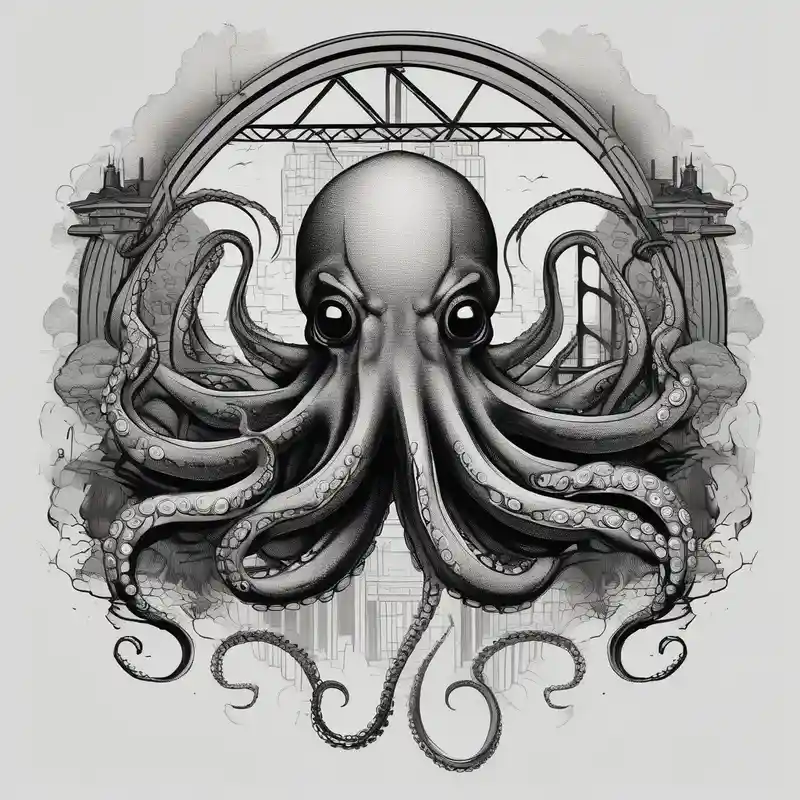 blackwork style Ideas de tatuajes de Attack on Titan en 2025 about Octopus attacking bridge attack-on-titan and Octopus attacking bridge attack-on-titan