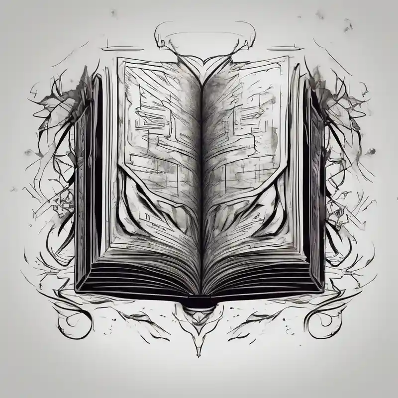 sketch style Book Tattoo Ideas in 2025 about Open hard back book back-neck and Open hard back book back-neck