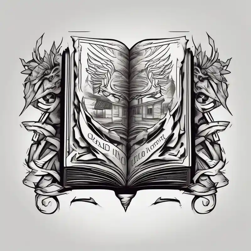 old school style Ideas de tatuajes de libros en 2025 about Open hard back book back-neck and Open hard back book back-neck