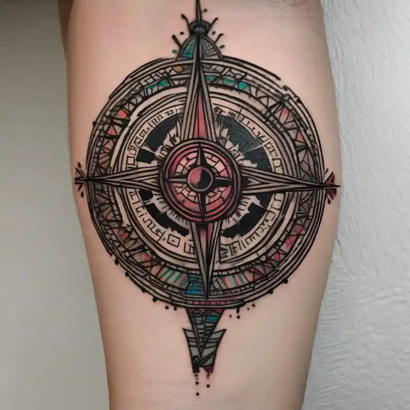 blackwork style Compass Tattoo Designs and Meanings about Compass on the back of the palm in the shape of Africa back-neck and Compass on the back of the palm in the shape of Africa back-neck