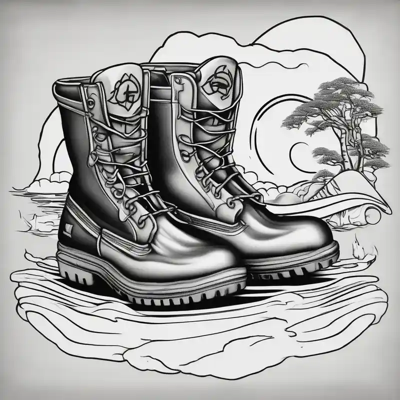 japanese style Beach Tattoo Ideas in 2025 about Two flip flops next to a pair of timberland boots on the Beach. and Two flip flops next to a pair of timberland boots on the Beach.