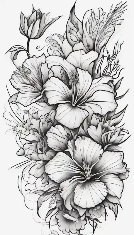 japanese style Ideas de tatuajes de abejas en 2025 about Verticle arm placement of hibiscus and TULIPS