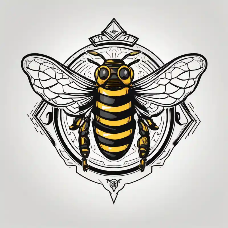 cartoon style 2025年の蜂のタトゥーアイデア about a bee inside of a emblem and like a family blazon
think like Louis XIV