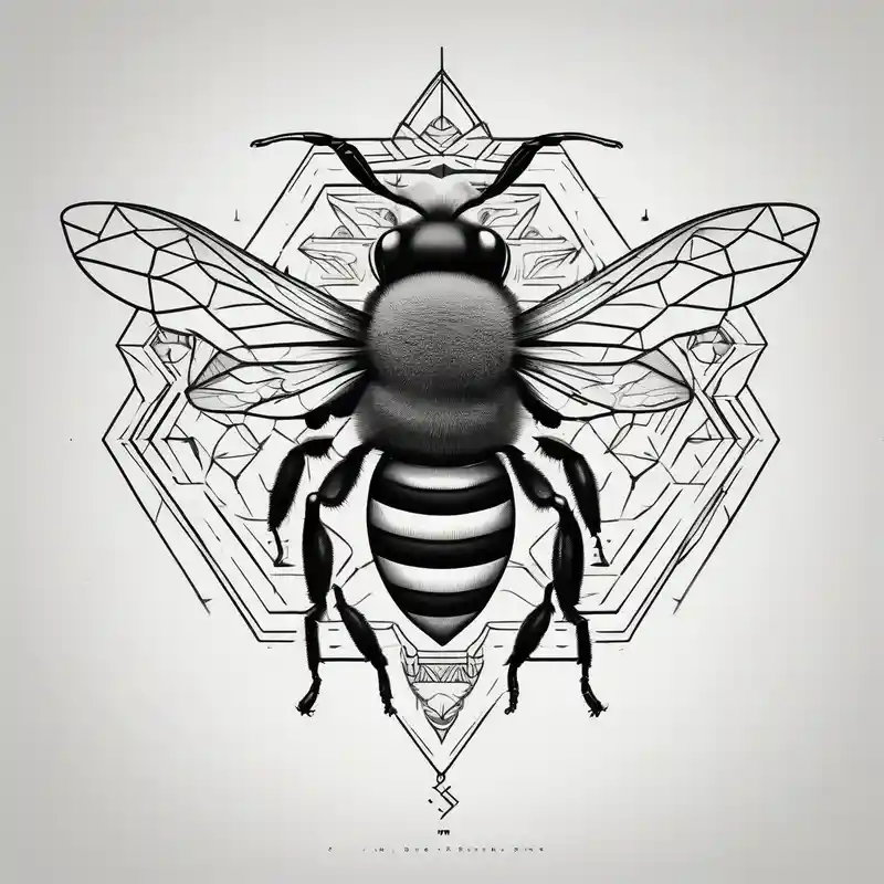 geometric style 2025年のおすすめタトゥーショップとタトゥーアイデア about A bee symbolizing facing fears and best friendship with the letter b with it best-ink and A bee symbolizing facing fears and best friendship with the letter b with it best-ink