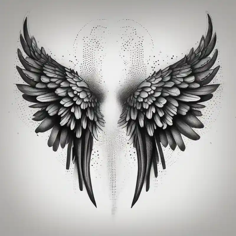 dotwork style Angel Neck Tattoo Black Men Ideas in 2025 & free generation about Arm sleeve for men with angels wings bicep-for-men and Arm sleeve for men with angels wings bicep-for-men