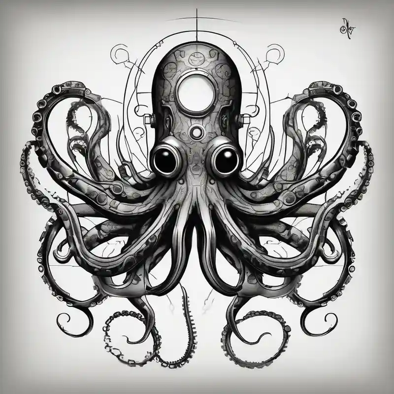 sketch style Biomech Tattoo Ideas in 2025 about Octopus. Steampunk.  Biomech. Sinster and Octopus. Steampunk.  Biomech. Sinster