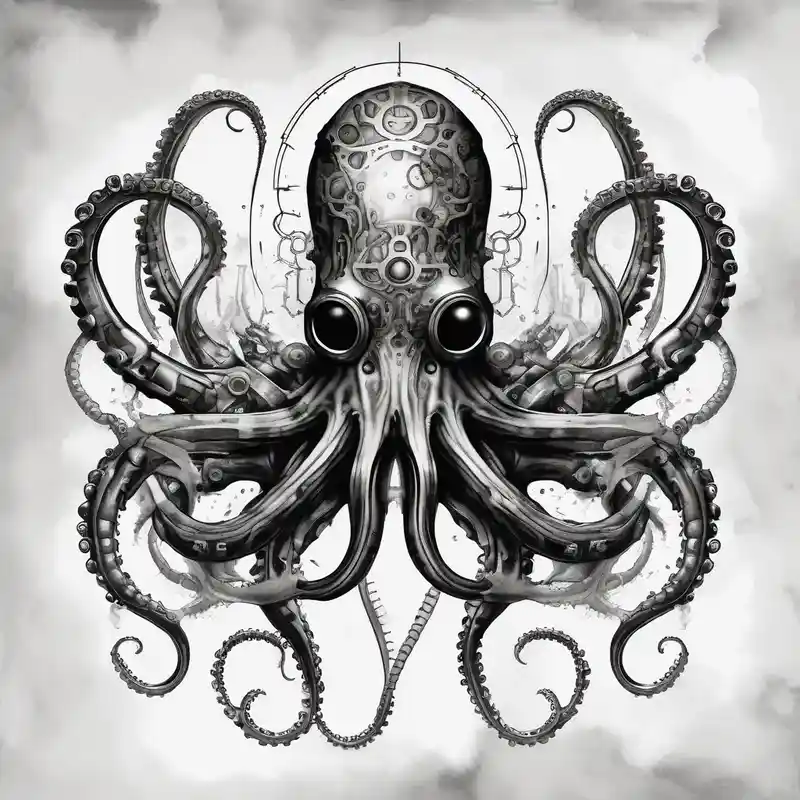 watercolor style Biomech Tattoo Ideas in 2025 about Octopus. Steampunk.  Biomech. Sinster and Octopus. Steampunk.  Biomech. Sinster