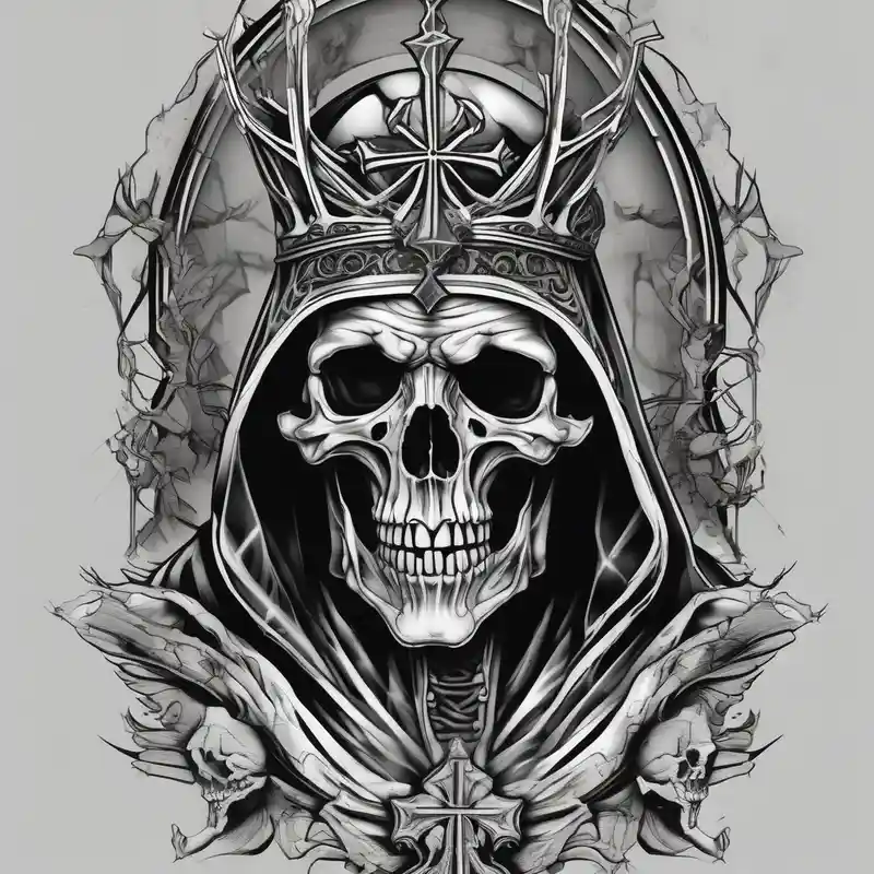 black and white style Bishop Tattoo Machine Tattoo Ideas in 2025 about An evil bishop skeleton and An evil bishop skeleton