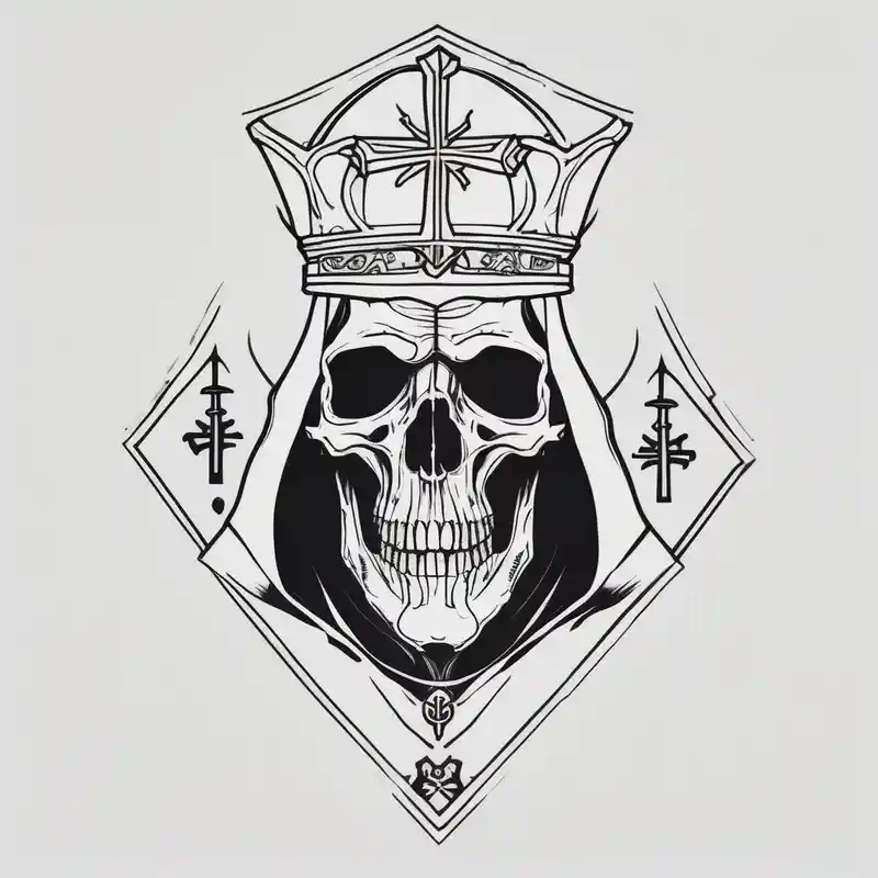 minimalist style Bishop Tattoo Machine Tattoo Ideas in 2025 about evil bishop skeleton and evil bishop skeleton