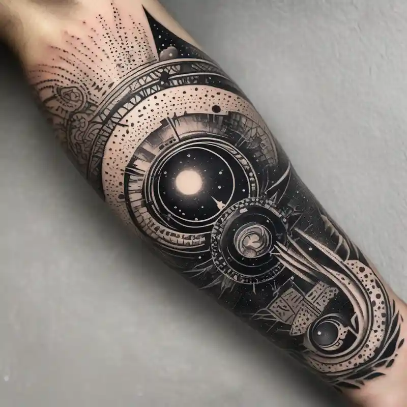 dotwork style Blackwork Tattoo Designs in 2024 about space and abstract