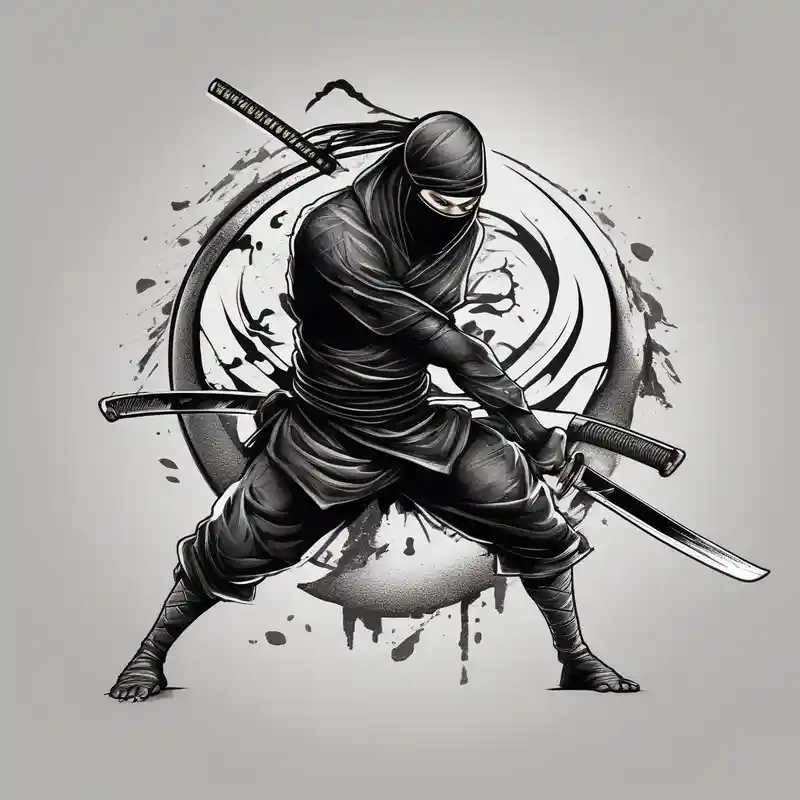 black and white style Designs de Tatouages Blackwork en 2025 &Générer gratuitement about ninja blackwork katana and ninja blackwork katana