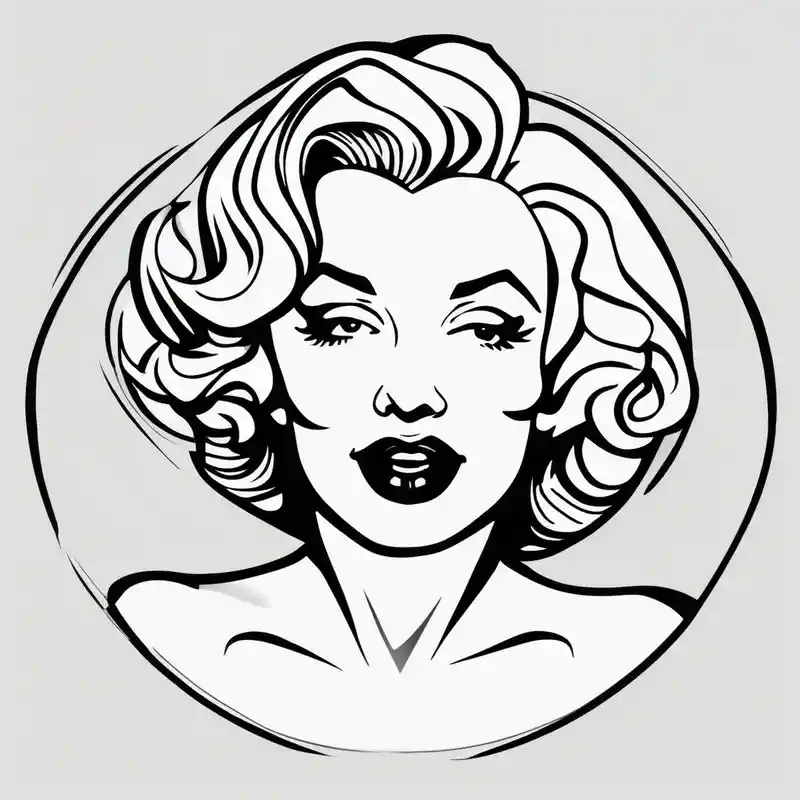 cartoon style 2025年のブラックワークタトゥーデザイン about blackwork marylin monroe face  (not too big and )