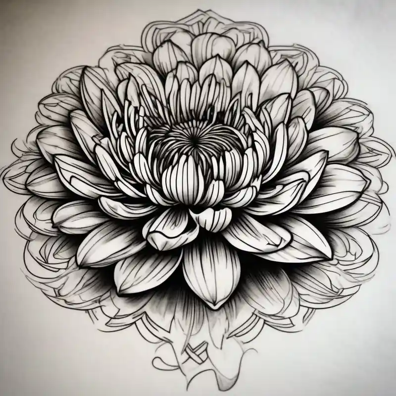 realistic style Blackwork Tattoo Designs in 2025 & free generation about chrysanthemum and modern