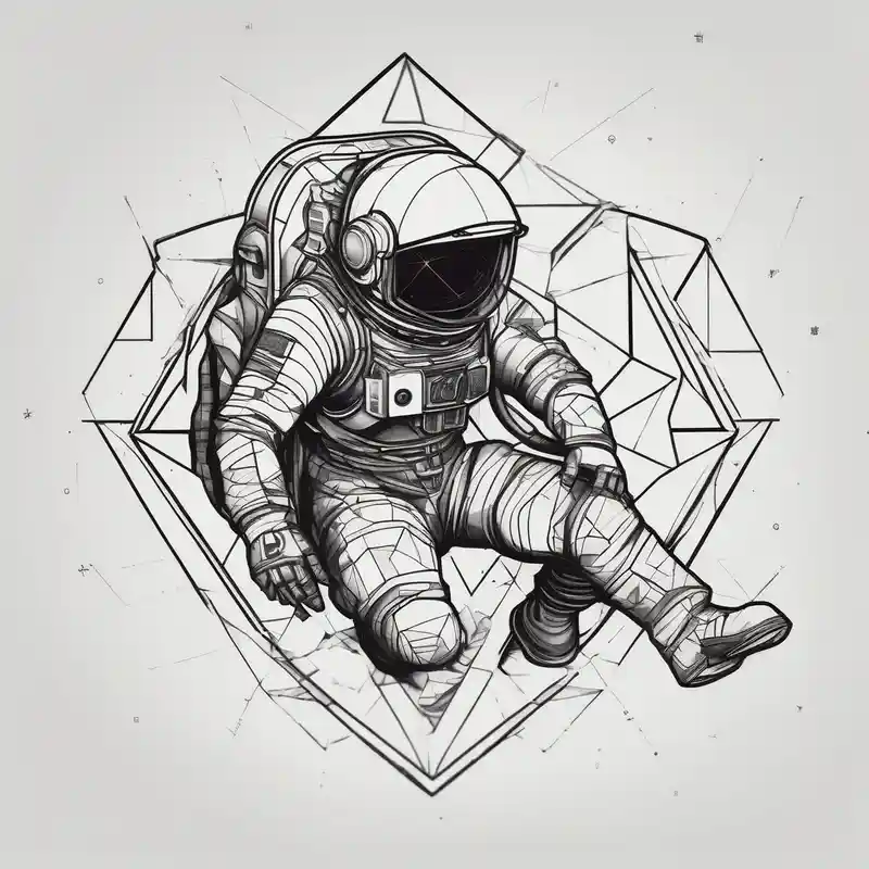 geometric style Blast Over Tattoo Ideas in 2025 about Astronaut laser blasting a asteroid and far away blast-over