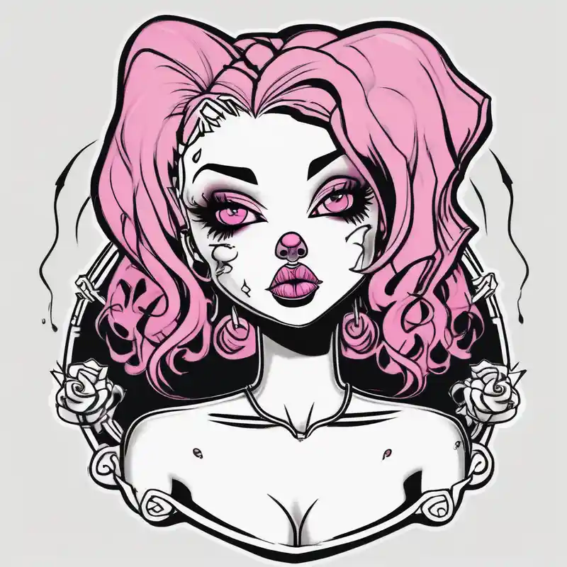 cartoon style Idées de tatouages de seins en 2025 about goth hot puppy girl with big boobs and pink hair full human body and goth hot puppy girl with big boobs and pink hair full human body