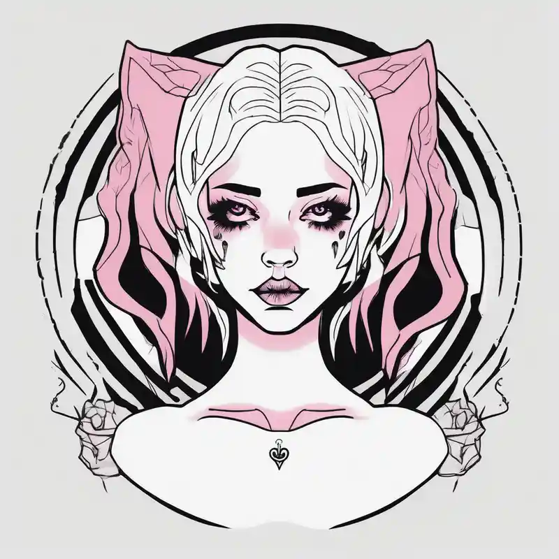 minimalist style Boob Tattoo Ideas in 2025 about goth hot puppy girl with big boobs and pink hair full human body and goth hot puppy girl with big boobs and pink hair full human body