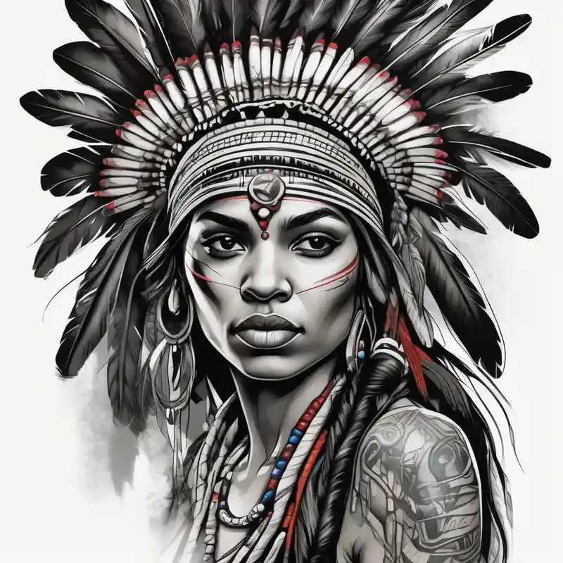 realistic style Brazilian UFC Featherweights Tattoos in 2025 about Face of a Brazilian Indian woman with a headdress to be tattooed on her forearm brazilian-ufc-featherweights and Face of a Brazilian Indian woman with a headdress to be tattooed on her forearm brazilian-ufc-featherweights