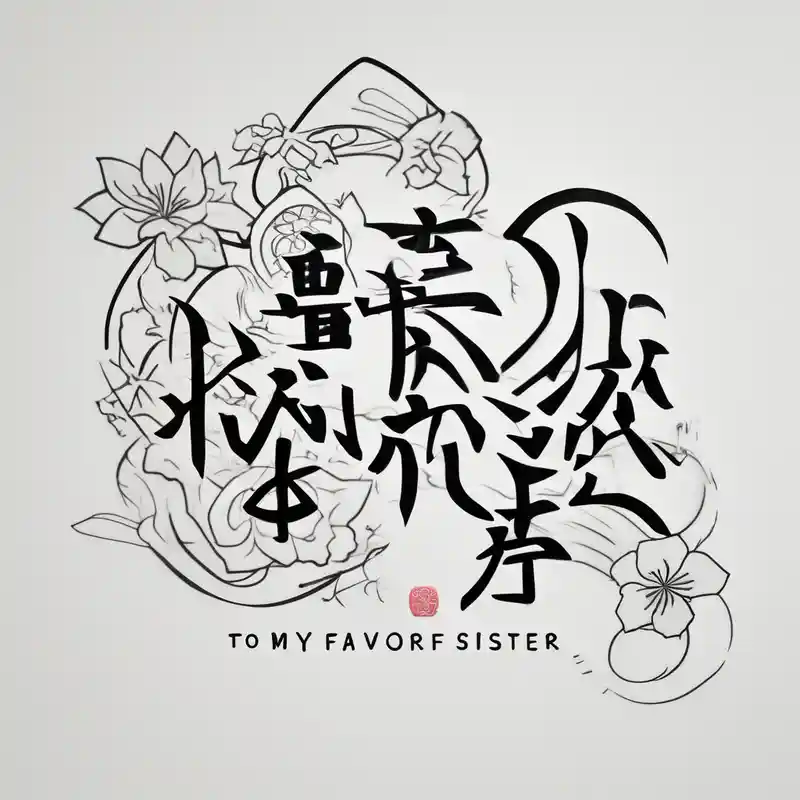 japanese style Sister Tattoo with Tree Ideas in 2025 & free generation about small and delicate tattoo in memory of my sister. Include the handwritten message:  "to my favorite sister" with a single puzzle piece brother-sister