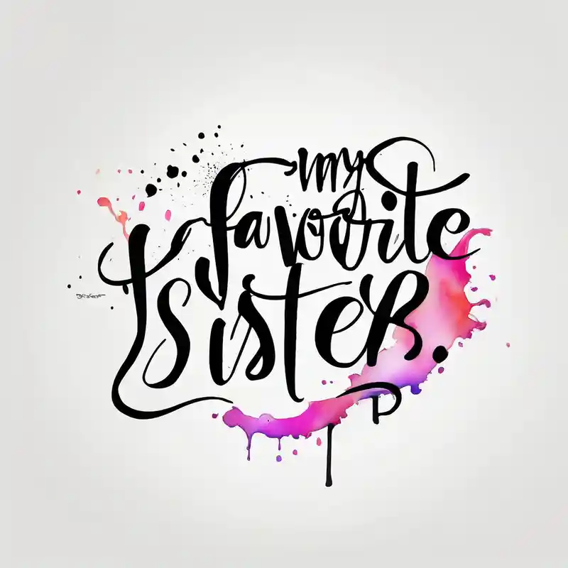 watercolor style Brother Sister Tattoo Ideas in 2025 about The handwritten words "to my favorite sister" written in a simple way. delicate tattoo brother-sister and The handwritten words "to my favorite sister" written in a simple way. delicate tattoo brother-sister