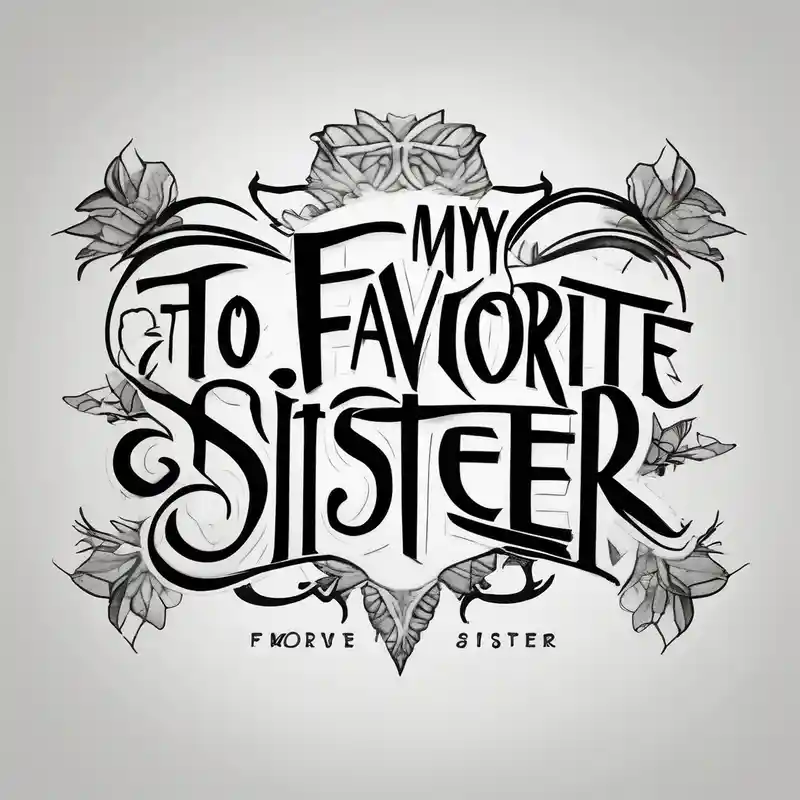 black and white style Sister Tattoo with Tree Ideas in 2025 & free generation about The handwritten words "to my favorite sister" written in a simple way. delicate tattoo brother-sister and The handwritten words "to my favorite sister" written in a simple way. delicate tattoo brother-sister