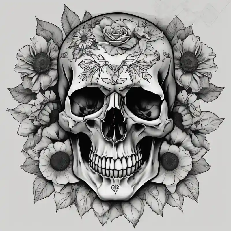 black and white style Idées de pochoirs de tatouage de rose en 2025 about ornate skull adorned with wild roses and sunflowers bull-skull and ornate skull adorned with wild roses and sunflowers bull-skull